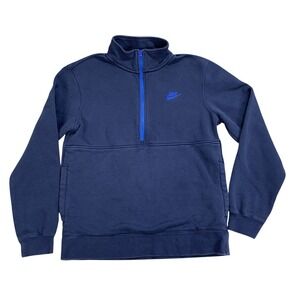 Nike Quarter Zip Fleece Pullover Mens Medium Blue Half Zip Embroidered Logo